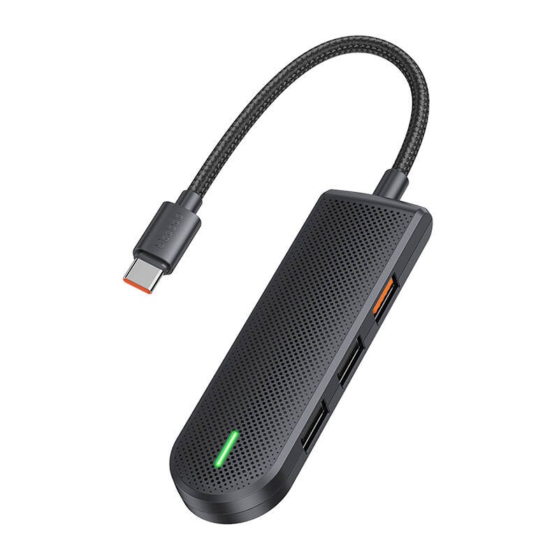 Hub USB-C Mcdodo HU-1430 5 in 1 cu 7 Porturi (3x USB 2.0, 1x USB 3.0, Slot SD TF) - Gri, Functie de Incarcare, Ideal pentru Birou si Acasa