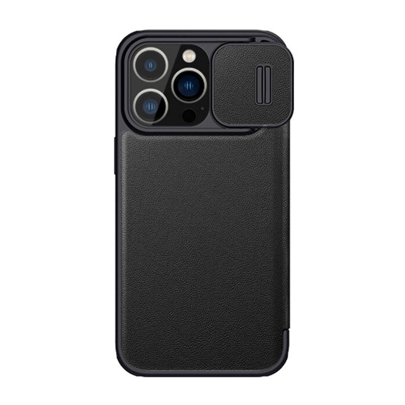 Husa Nillkin Qin Pro din piele pentru iPhone 14 Pro (negru)