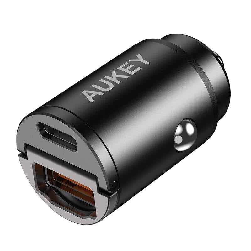 Incarcator auto Aukey CC-A3, 1xUSB-A, 1xUSB-C, 30W (negru)