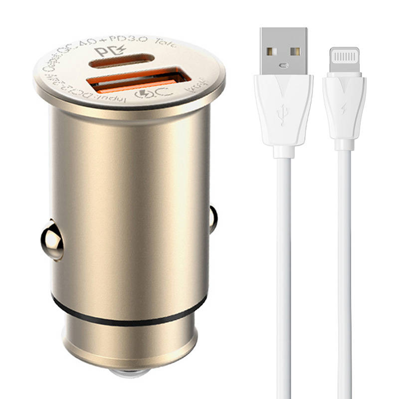 Incarcator auto LDNIO C506Q USB, USB-C + cablu Lightning