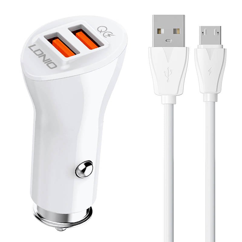 Incarcator auto LDNIO C511Q 2USB + cablu MicroUSB