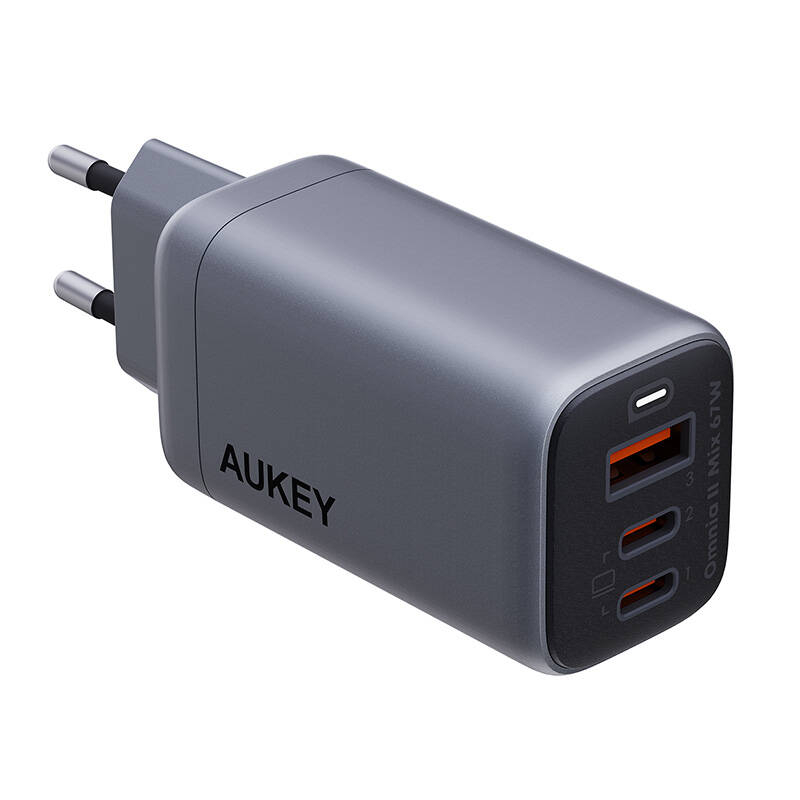 Incarcator de perete Aukey PA-B6U, 1xUSB-A, 2xUSB-C, 67W (gri)