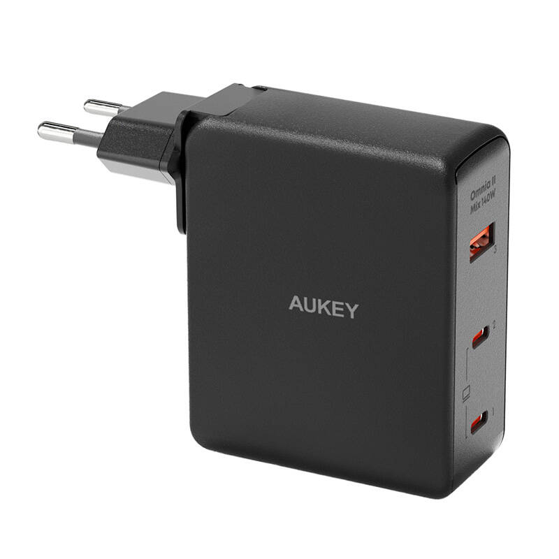 Incarcator de perete Aukey PA-B7O, 1xUSB-A, 2xUSB-C, 140W GaN (negru)