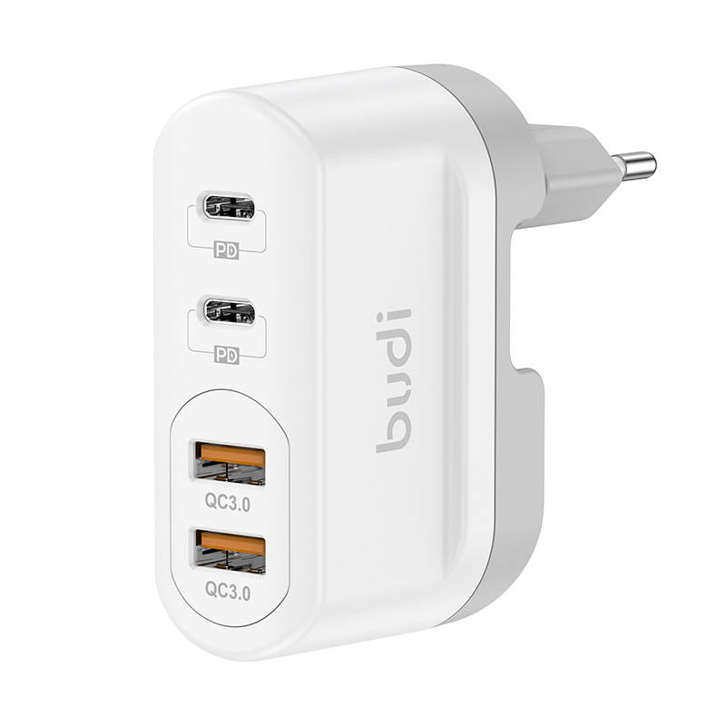 Incarcator de perete Budi 326TQE, 2xUSB-A, 2xUSB-C, 40W (alb)