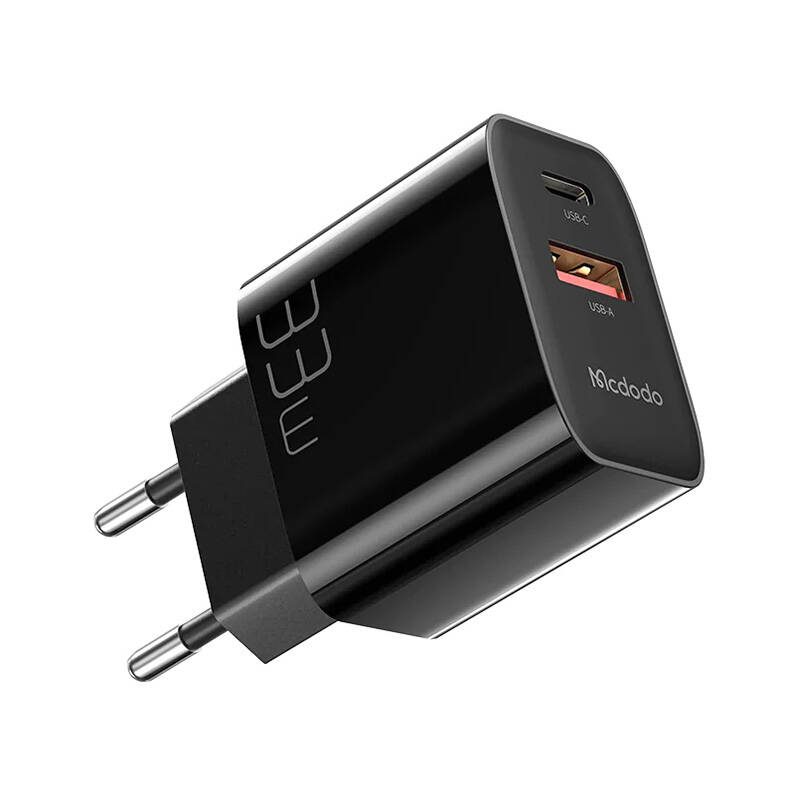 Incarcator de perete Mcdodo CH-0922 USB + USB-C, 33W + cablu USB-C (negru)