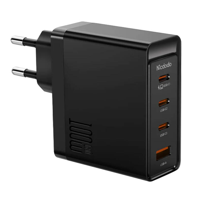 Incarcator de perete McDodo GAN 3xUSB-C + USB, 100W (negru)