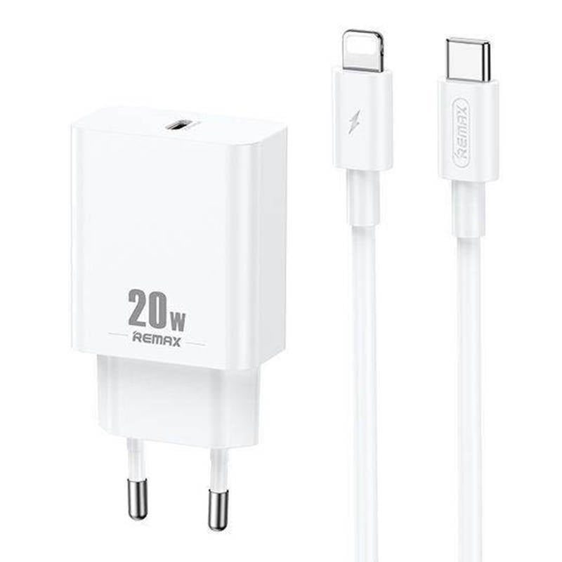 Incarcator de perete Remax, RP-U5, USB-C, 20W (alb) + cablu Lightning