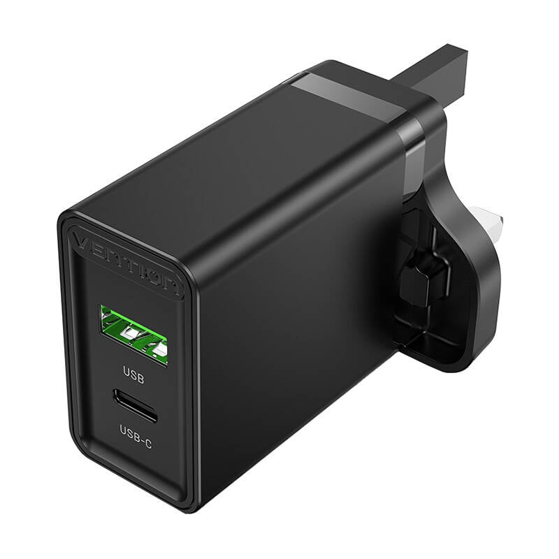 Incarcator de perete USB-A, USB-C Vention FBBB0-UK 18W 20W UK negru