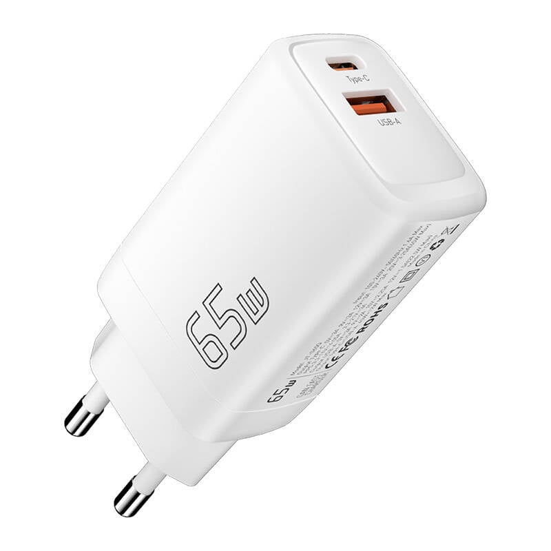 Incarcator de perete USB-C+USB-A 65W Essager GaN (alb)