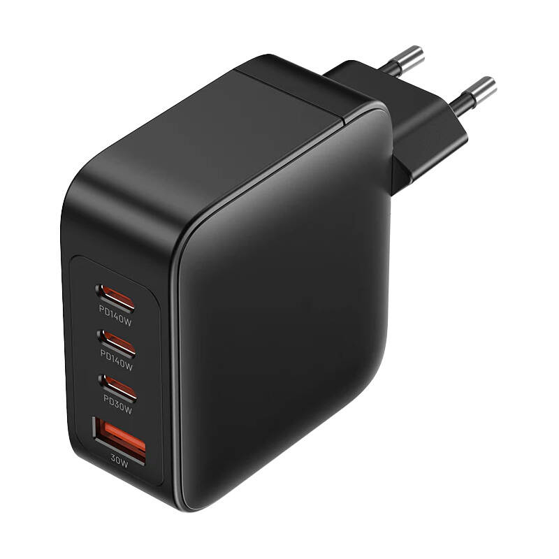 Incarcator de perete, Vention, FEIB0-EU, 3xUSB-C, USB- A, 140W 140W 30W 18W, GaN (czarna)