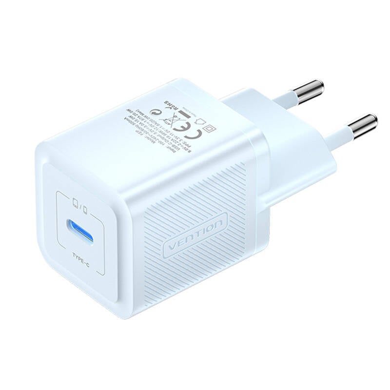 Incarcator de perete, Vention, FEPL0-EU, USB-C, 20W, GaN (albastru)