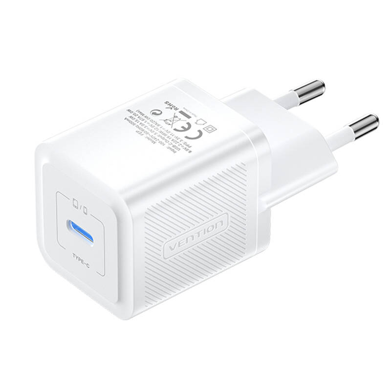 Incarcator de perete, Vention, FEPW0-EU, USB-C, 20W, GaN (alb)