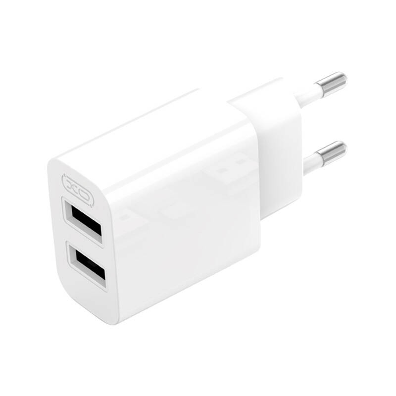 Incarcator de perete xo l109 2.4a 12w 2x usb-a, cablu usb type-c, (alb)