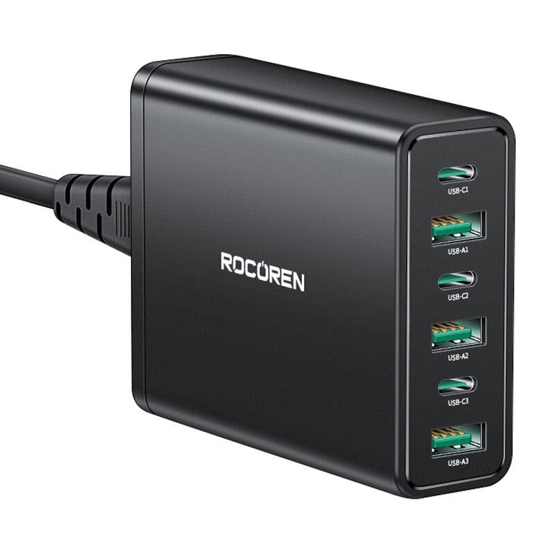 Incarcator de putere Rocoren 3x USB-C, 3x USB-A, 60W (negru)