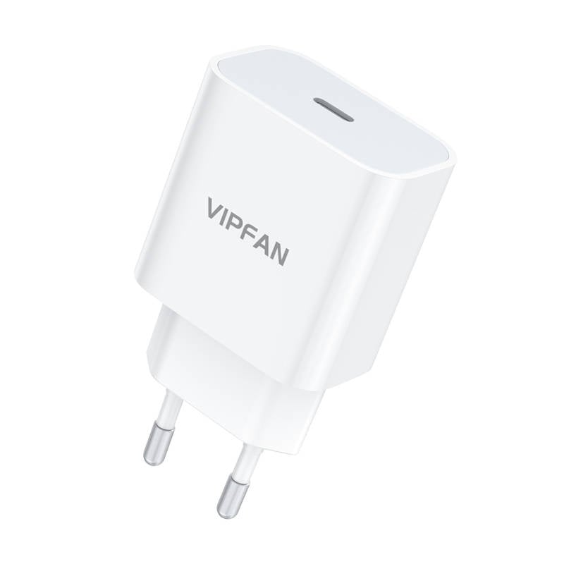 Incarcator de retea VFAN E04, USB-C, 20W, QC 3.0 (alb)