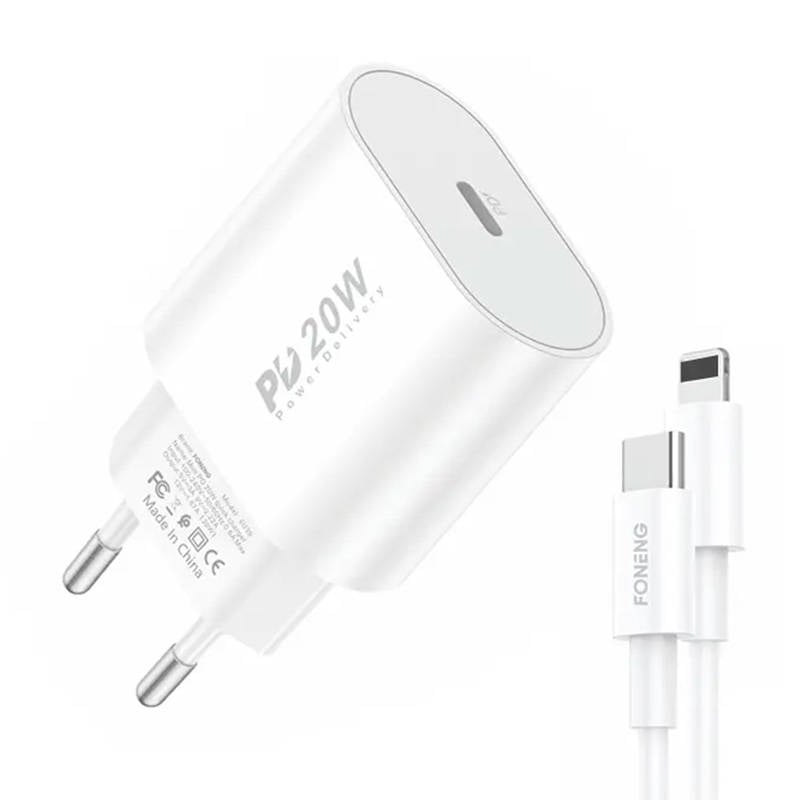 Incarcator rapid Foneng 1x USB PD 3.0 EU39 + USB C la Lightning