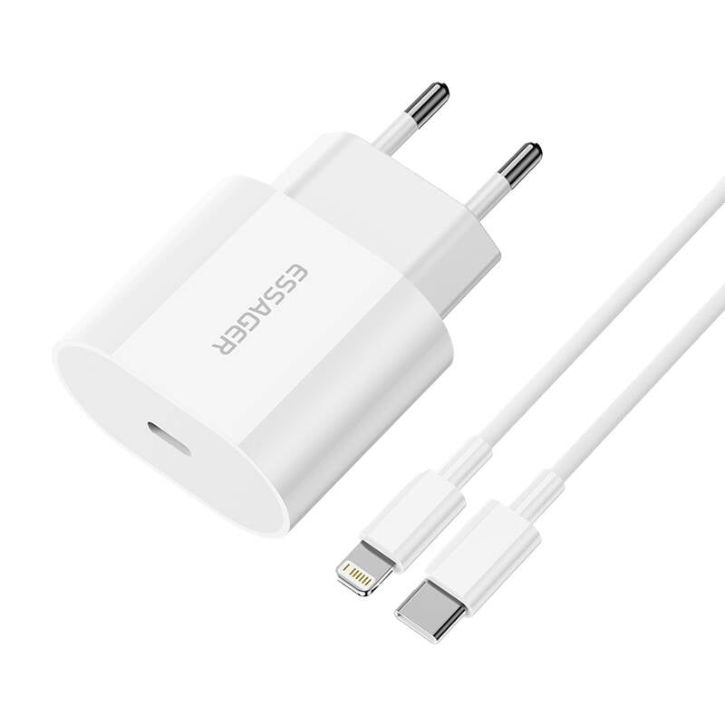 Incarcator USB-C 20W Essager cu cablu USB-C la Lightning (alb)