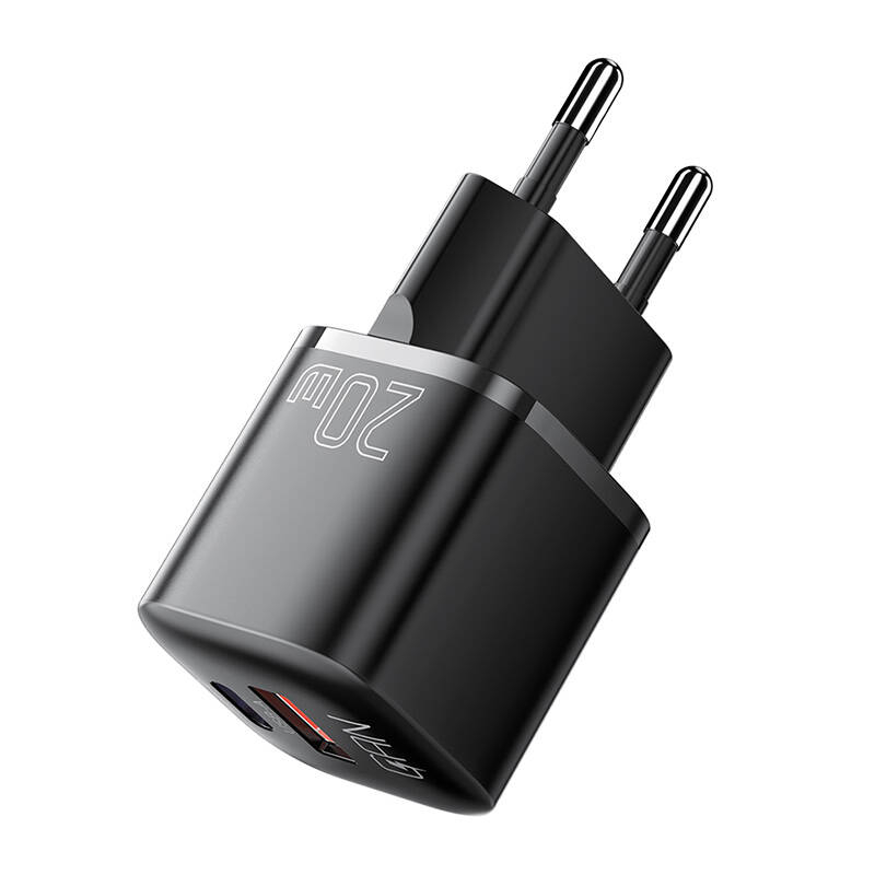 Incarcator USB-C+USB-A 20W Essager GaN (negru)