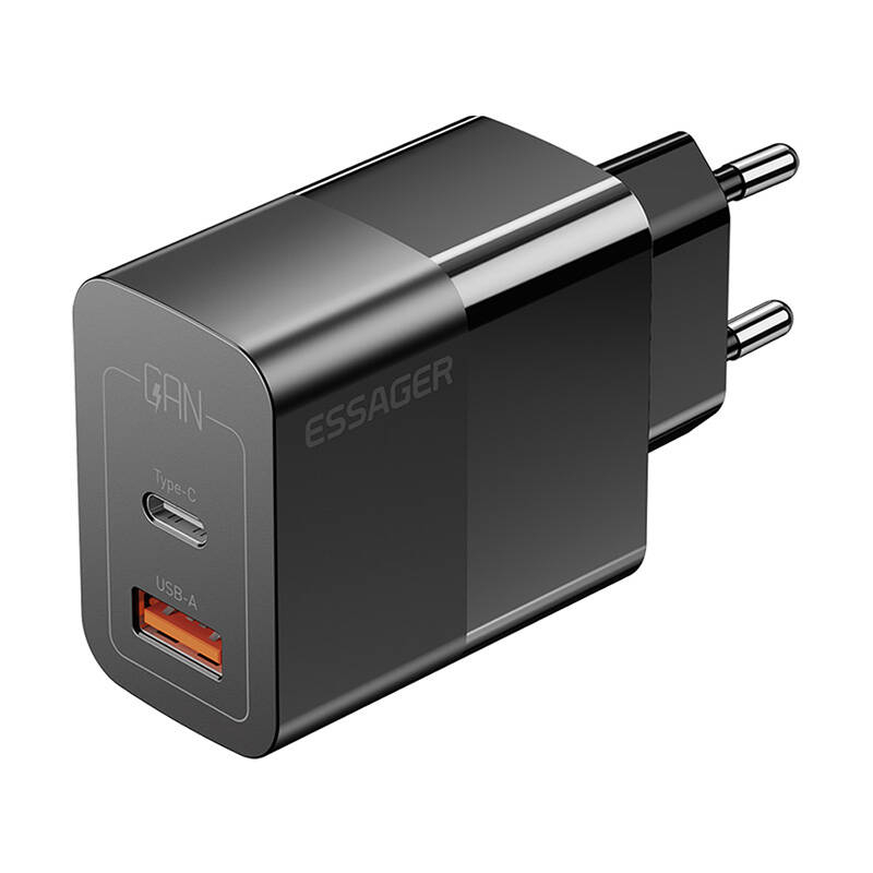 Incarcator USB-C+USB-A 33W Essager GaN (negru)