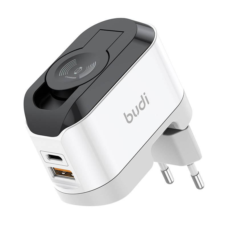 Incarcator wireless Budi 330WE, USB-C, 20W (alb si negru)