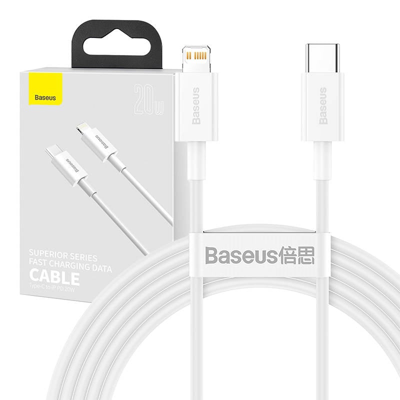 Kabel USB-C do Lightning Baseus Superior Series, 20W, PD, 2m (bialy)