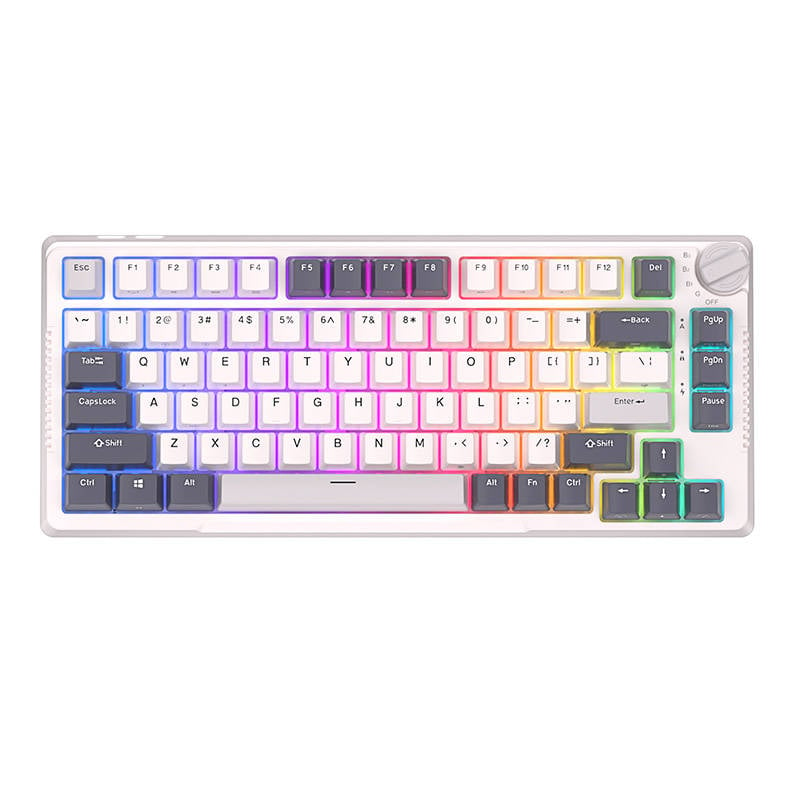 Tastatura Mecanica Royal Kludge RKH81 RGB cu Switch-uri Sky Cyan - Alb, Conectivitate Wireless si Wired