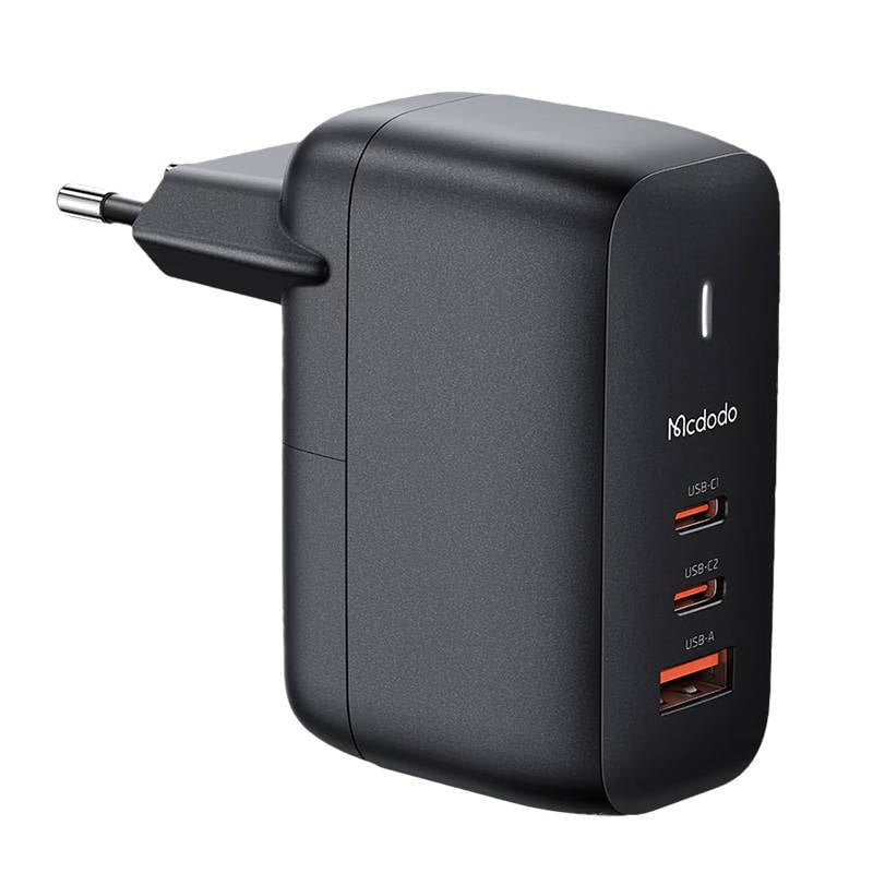 Incarcator retea GaN 65W Mcdodo CH-0291 cu 2x USB-C si USB-A, design elegant, eficienta ridicata, perfect pentru incarcarea rapida a dispozitivelor.