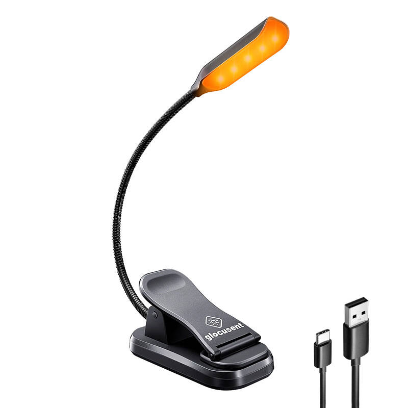 Lampa fara fir Glocusent clip-on lumina de carte, USB-C (negru)