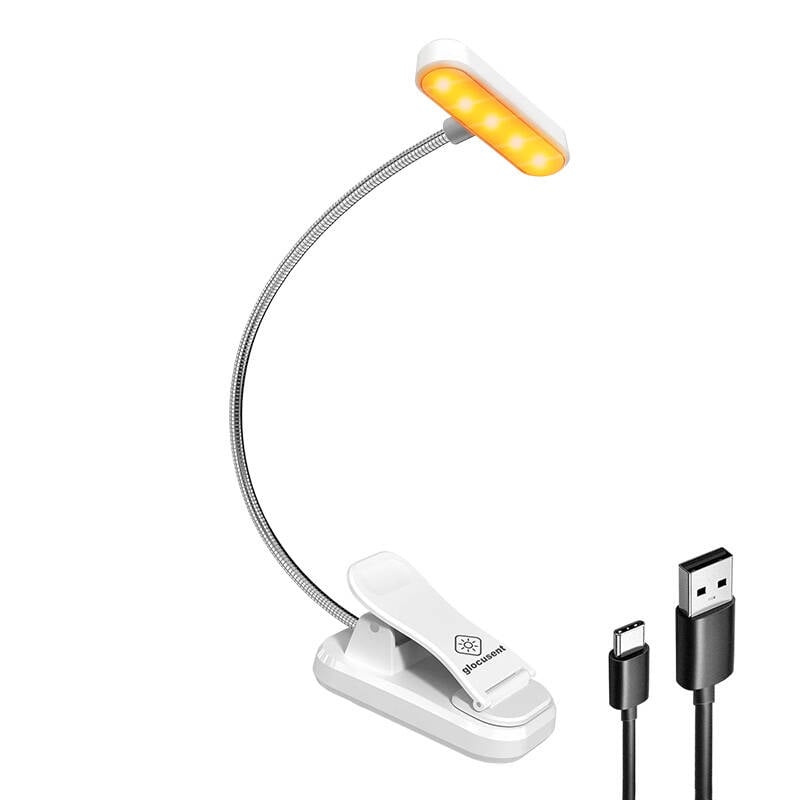 Lampa fara fir Glocusent ET-Head clip-on lumina carte, USB-C 650mAh timer (alb)