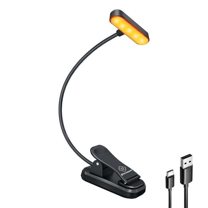 Lampa fara fir Glocusent ET-Head clip-on lumina carte, USB-C 650mAh timer (negru)