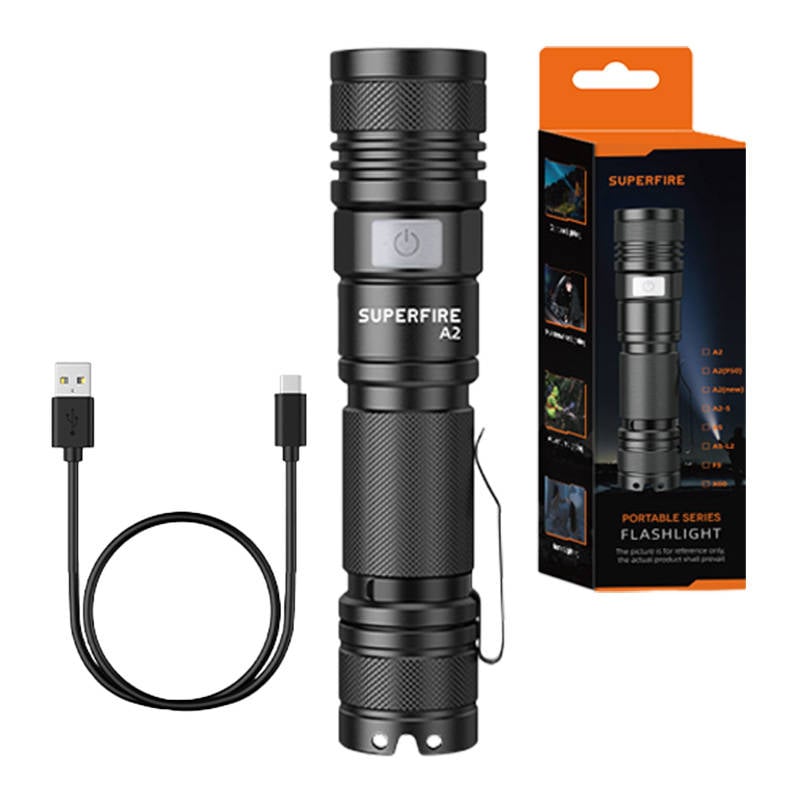 Lampa LED Superfire A2 - 650 lumeni, Portabila, cu USB, Functii Stroboscop si SOS, Ideala pentru Aventuri in Natura!