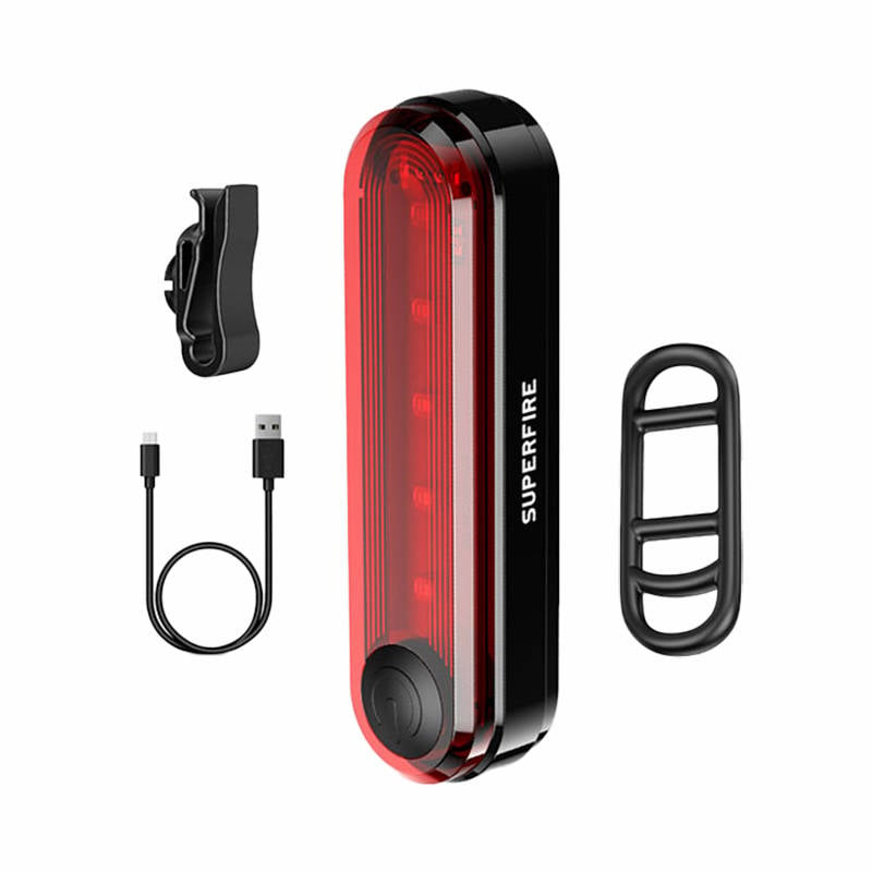 Lumina spate Superfire BTL01 pentru biciclete - Siguranta maxima pe traseu! Incarcare USB, functii Stroboscop si SOS, 230mAh pentru vizibilitate excelenta la orice ora!