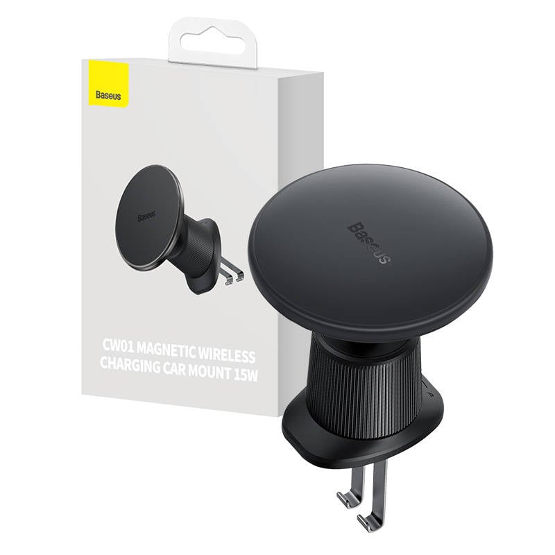 Suport magnetic auto pentru telefon cu incarcare wireless Baseus CW01 (Negru) - Montare pe ventilatie, design practic si functional.