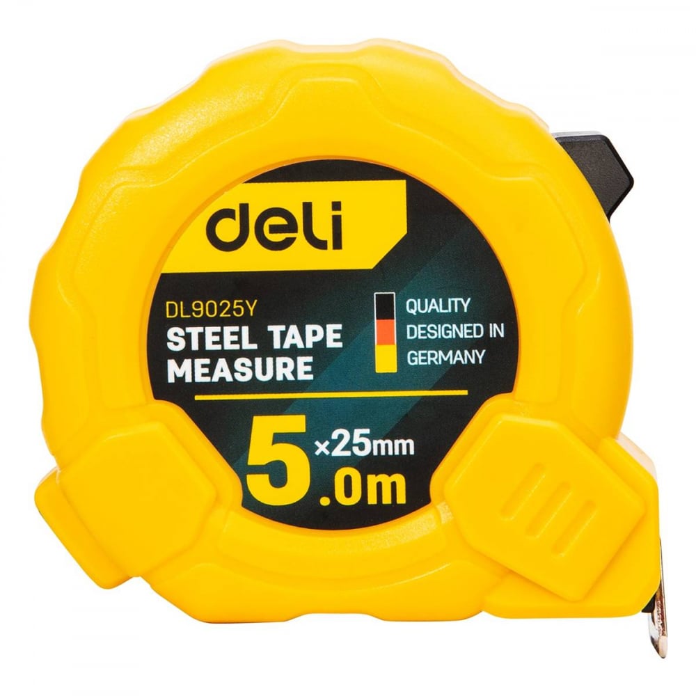 Masurati cu precizie! Banda de masurare din otel Deli Tools, 5m x 25mm, galben , instrumentul perfect pentru orice proiect destep!