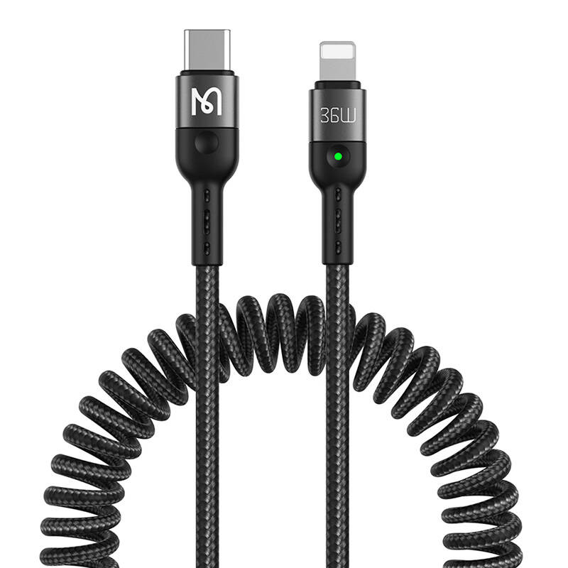 Mcdodo CA-1960 Cablu cu arc USB-C catre Lightning, 36W, 1,8 m (negru)