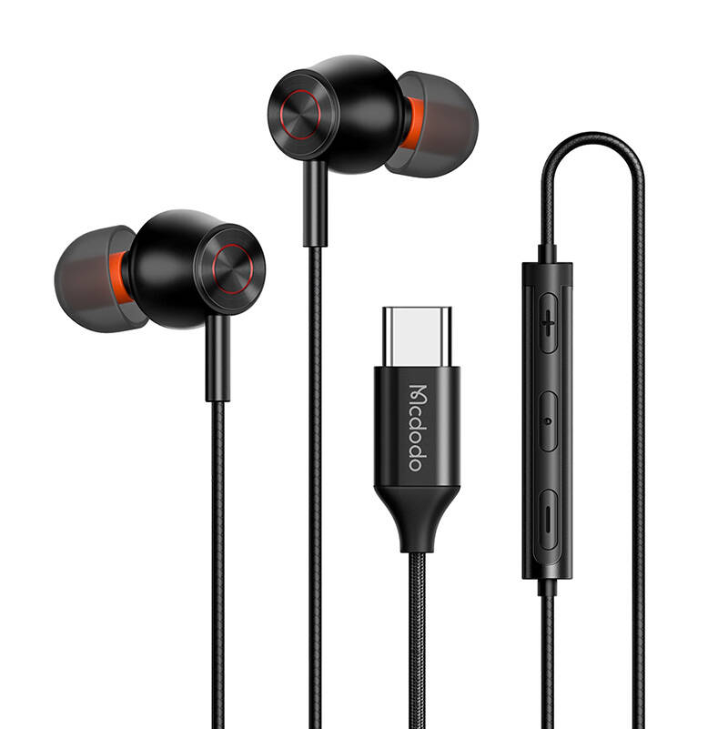 Mcdodo HP-3490 casti in-ear, cu fir, USB-C (negru)