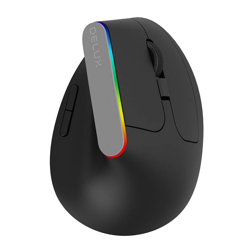 Mouse vertical fara fir Delux M618C 2.4G 1600DPI RGB (negru)