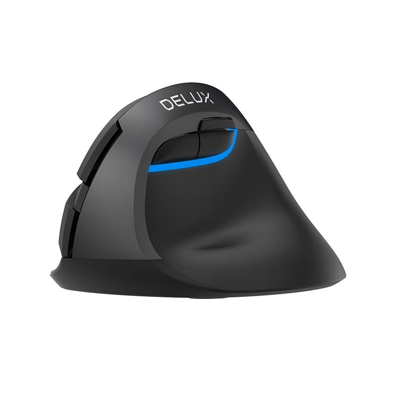 Mouse vertical fara fir Delux M618Mini DB BT+2.4G 2400DPI (negru)