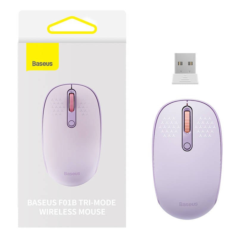 Mouse wireless Baseus F01B Tri-mode 2.4G BT 5.0 1600 DPI (violet)