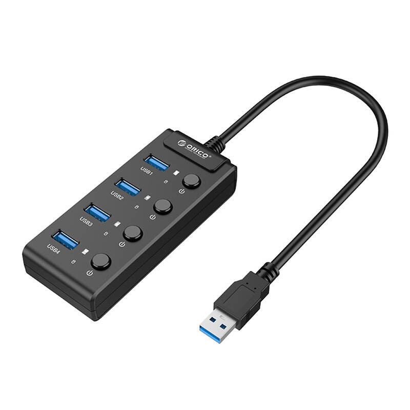 Orico USB 3.0. Hub cu comutatoare, 4x USB (negru)