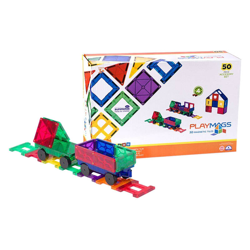 Placi magnetice 3D Tren Playmags 153 - set 50 buc