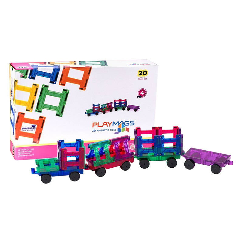 Placi magnetice 3D Tren Playmags 155 - set 20 buc