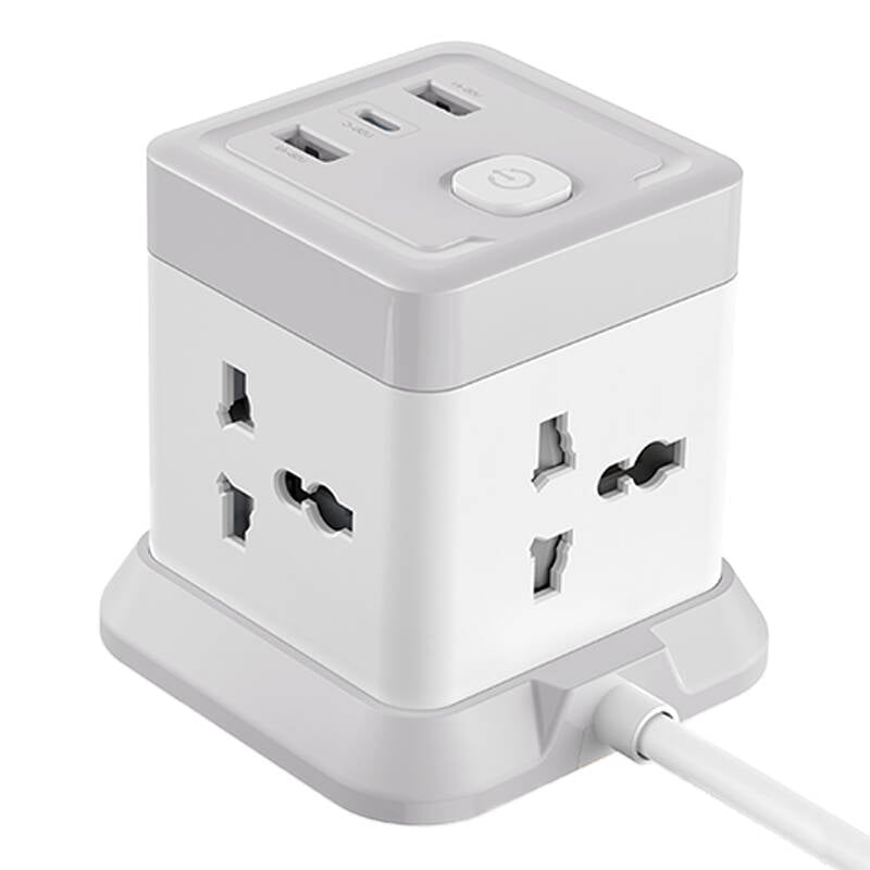 Power strip XO WL20 4x prize AC, 1x USB-C, 2x USB-A, 2500W (alb)