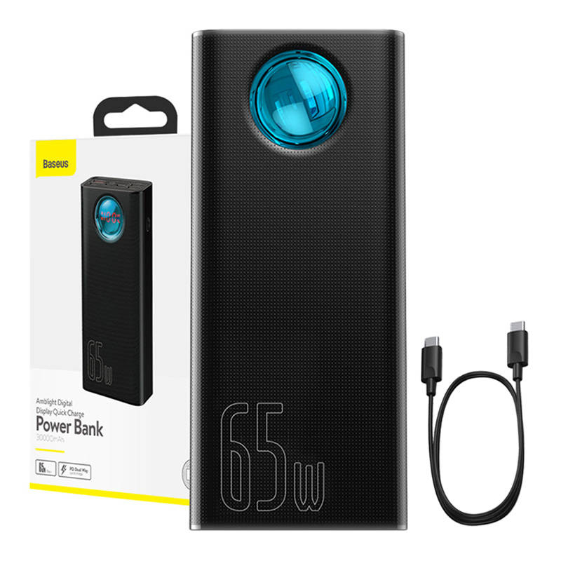 Powerbank Baseus Amblight 30000mAh, 4xUSB, USB-C, 65W (negru)