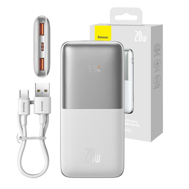 Powerbank Baseus Bipow Pro 10000mAh, 2xUSB, USB-C, 20W (alb)