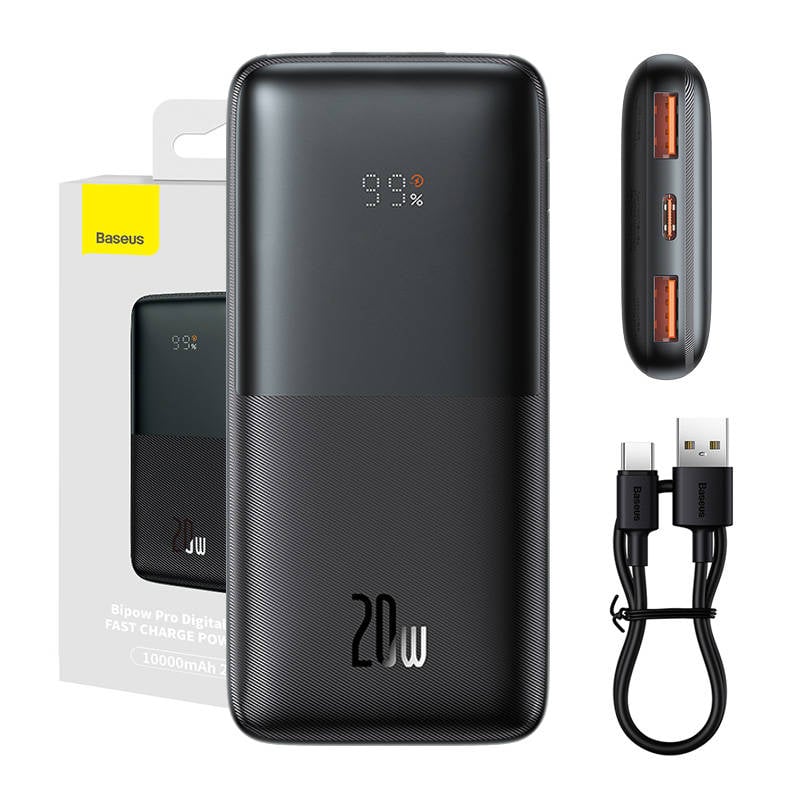 Powerbank Baseus Bipow Pro 10000mAh, 2xUSB, USB-C, 20W (negru)