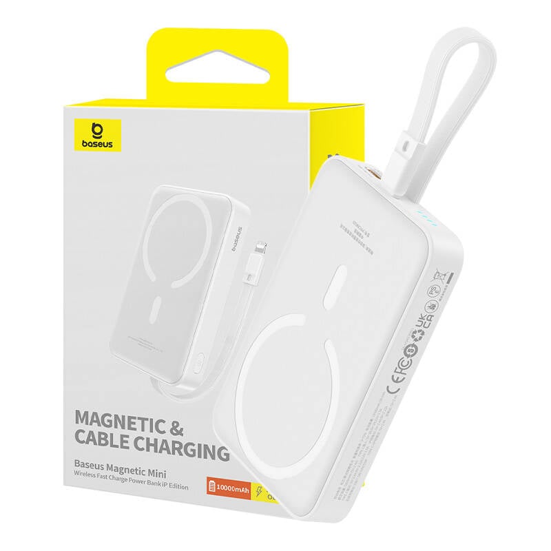 Powerbank magnetyczny Baseus Magnetic Mini 10000mAh, USB-C 20W MagSafe (bialy)