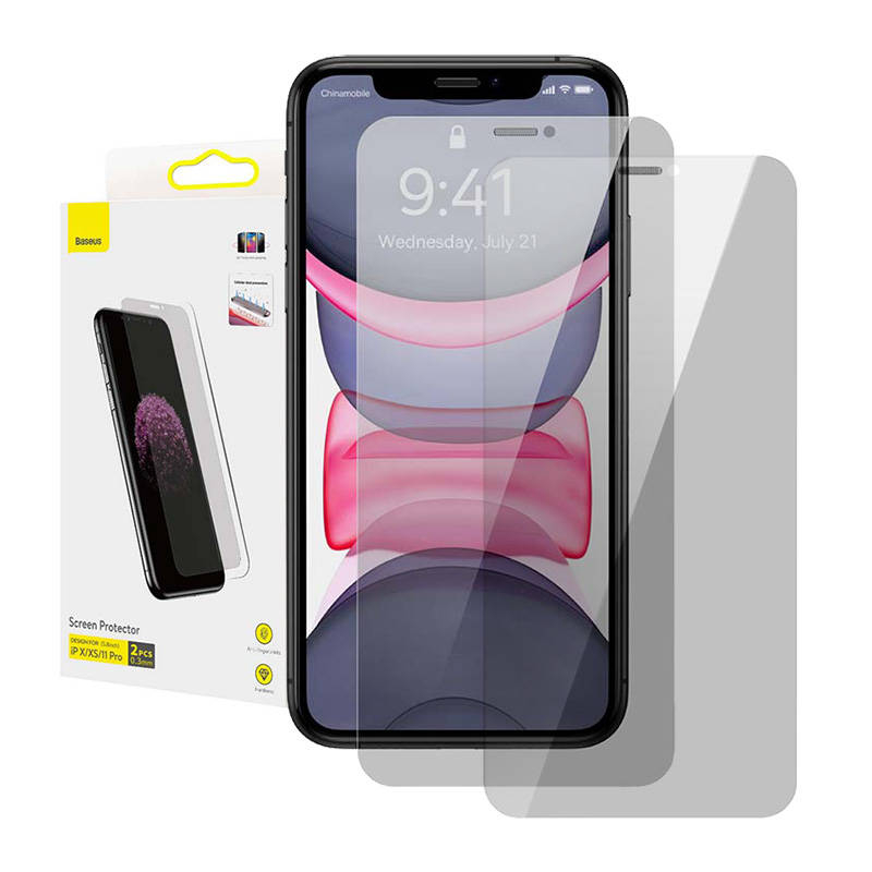 Protector de Display 0.3mm Baseus pentru iPhone X XS 11 Pro (Set 2 buc) - Sticla Securizata Premium pentru Protectie Avansata