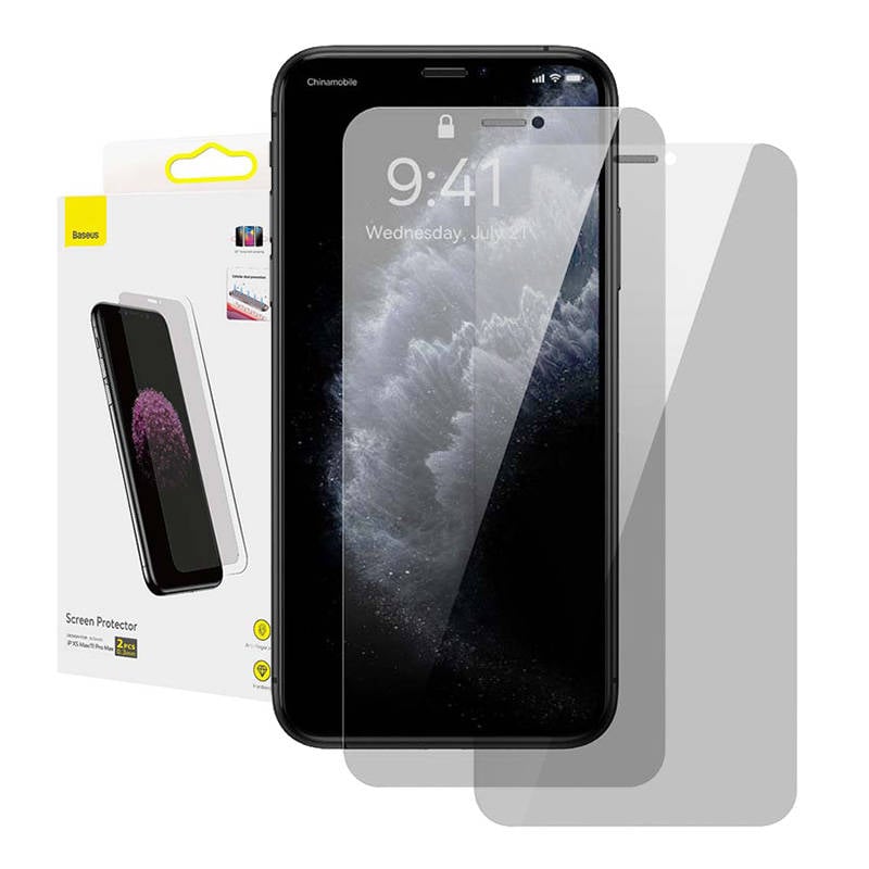 Protector de ecran din sticla securizata Baseus 0.3mm pentru iPhone XS Max 11 Pro Max, pachet 2 bucati, protectie optima pentru display.