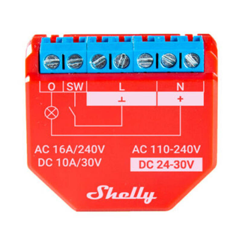 Releu inteligent Wi-Fi Shelly Plus 1PM, 1 canal 16A, cu masurare a puterii